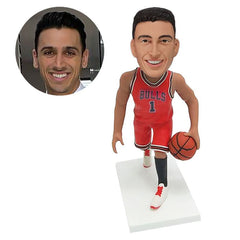 custom bobble head figure basketball male player dribbling