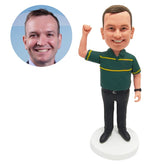 customised bobblehead figure basketball coach with one hand up