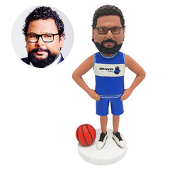 customised bobble head figure basketball coach with hands on the hips