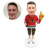custom made bobblehead figure hockey fans holding a beer bottle