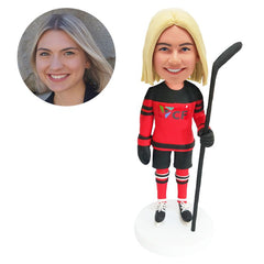 personalised bobblehead figure female hockey player