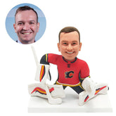 personalised bobble head figure male hockey goalie holding the hockey stick