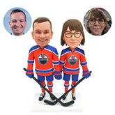personalised bobbleheads hockey couple figures