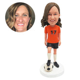 personalised bobblehead figure female soccer player