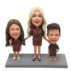 personalised bobblehead figure lovely family mother with two kids