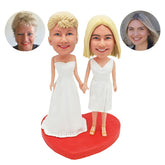 personalized bobbleheads figures wedding bridesmaids holding hands