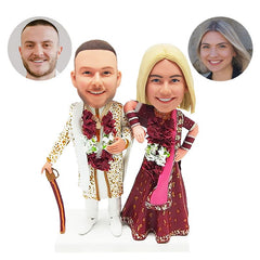 personalized bobble heads indian wedding cake topper figurine