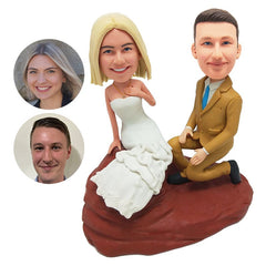 personalised bobbleheads figures wedding make a proposal theme cake topper
