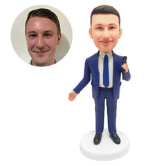 custom bobblehead figure wedding groom holding a megaphone
