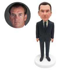 customised bobble head figure wedding groom groomsman in black suit