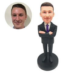 custom made bobblehead figure groom groomsman with crossed arms on chest