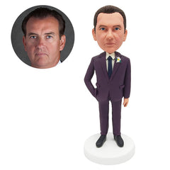 custom made bobblehead figure groomsman with one hand in the pocket