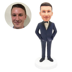 personalized bobblehead figure wedding groom groomsman with hands in pockets