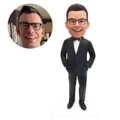 customized bobble head figure wedding groomsman with hands in pockets