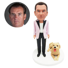 custom bobble head figure charming man with a pet
