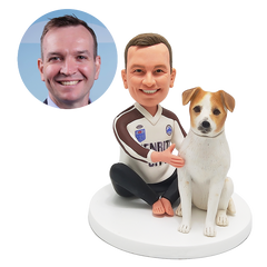 customised bobblehead figure casual man with a pet
