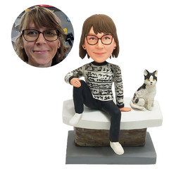 customised bobblehead figure leisure woman with a pet