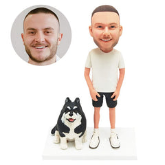 personalised bobblehead figure casual man with a pet
