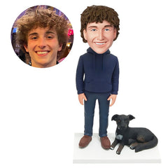 personalised bobble head figure man with a pet