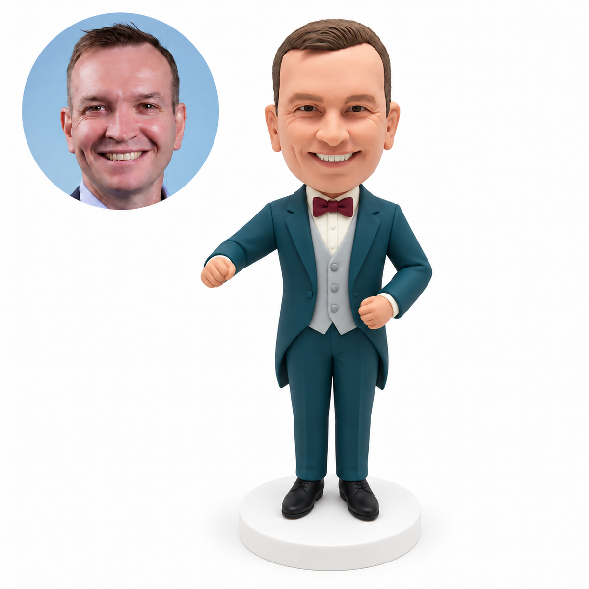 MGA-AB0244 custom bobblehead figure man in a tailcoat standing with two empty fists held forward