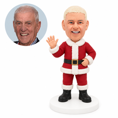 custom bobblehead figure man in a Santa outfit waving