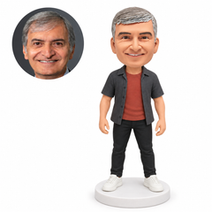 custom bobblehead figure businessman in a short sleeve overshirt