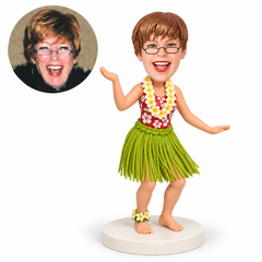 custom bobblehead figure female hula dancer with a flower lei