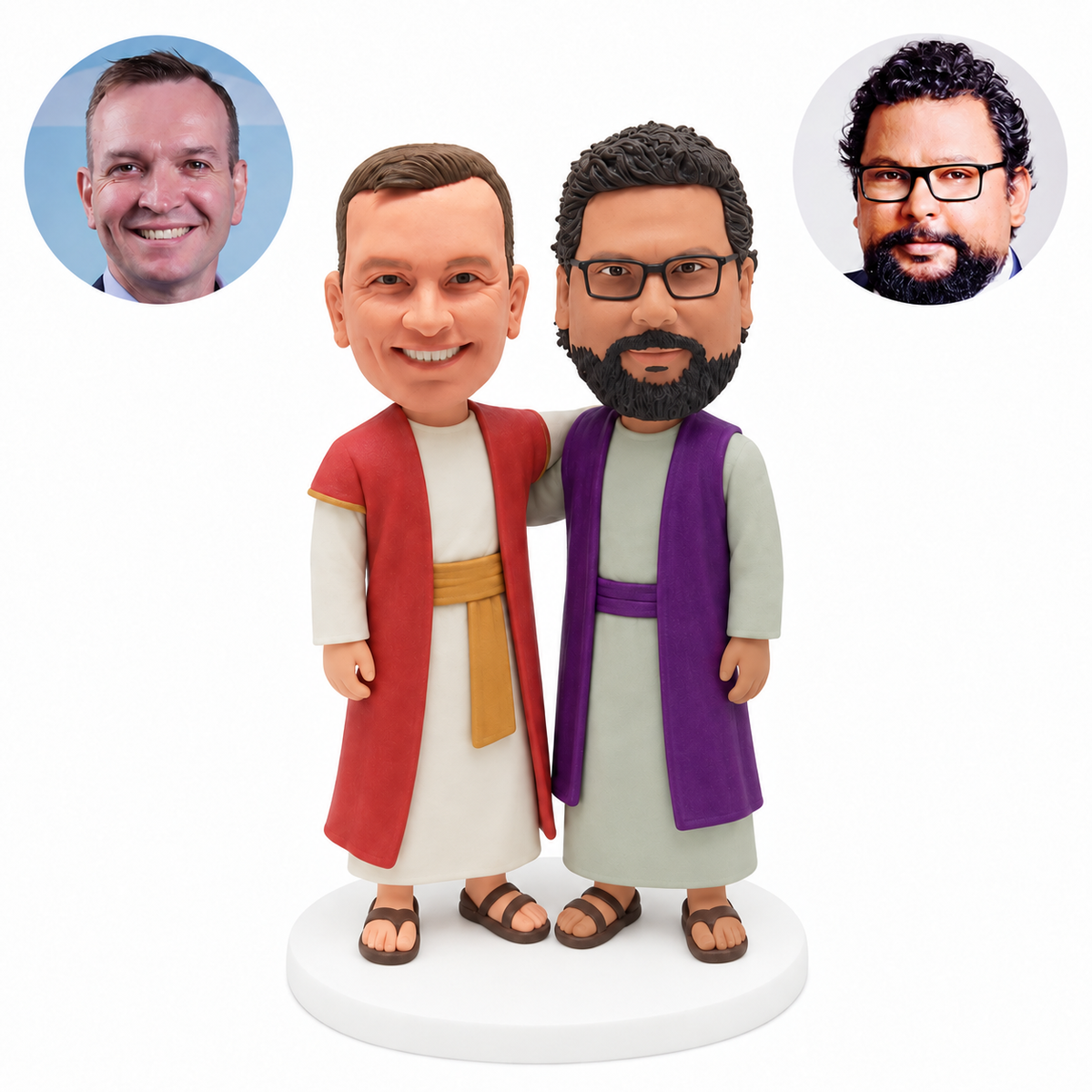 custom bobblehead figures two men in long robes standing together
