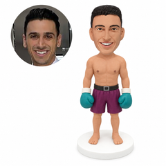 custom bobblehead figure male boxer with both boxing gloves lowered