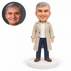 custom bobblehead figure man in a trench coat standing with both arms down MGA-AC1256