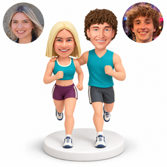 MGA-AC1450 custom couple bobblehead figures with original clay heads and matching photo circles