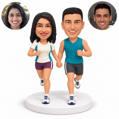 MGA-AC1451 custom couple bobblehead figures with original clay heads and matching photo circles