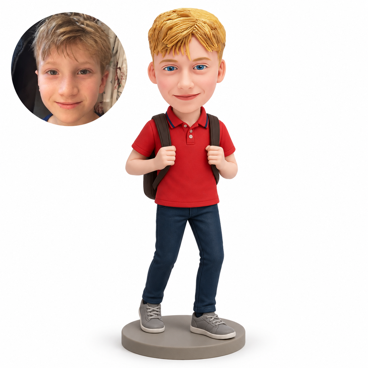 MGA-AC1680 custom school child bobblehead with matching real photo