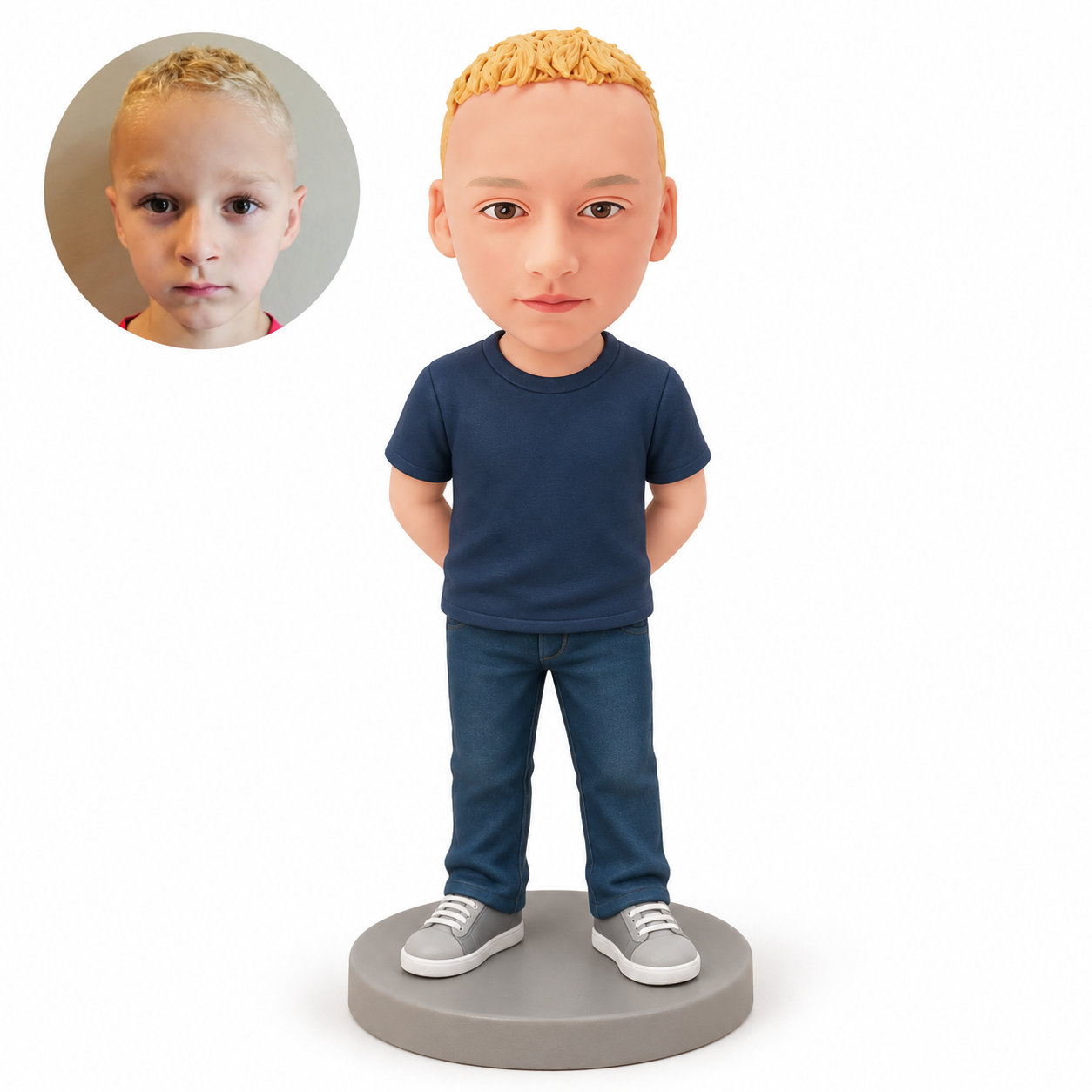 MGA-AC1682 custom child bobblehead with matched original real portrait
