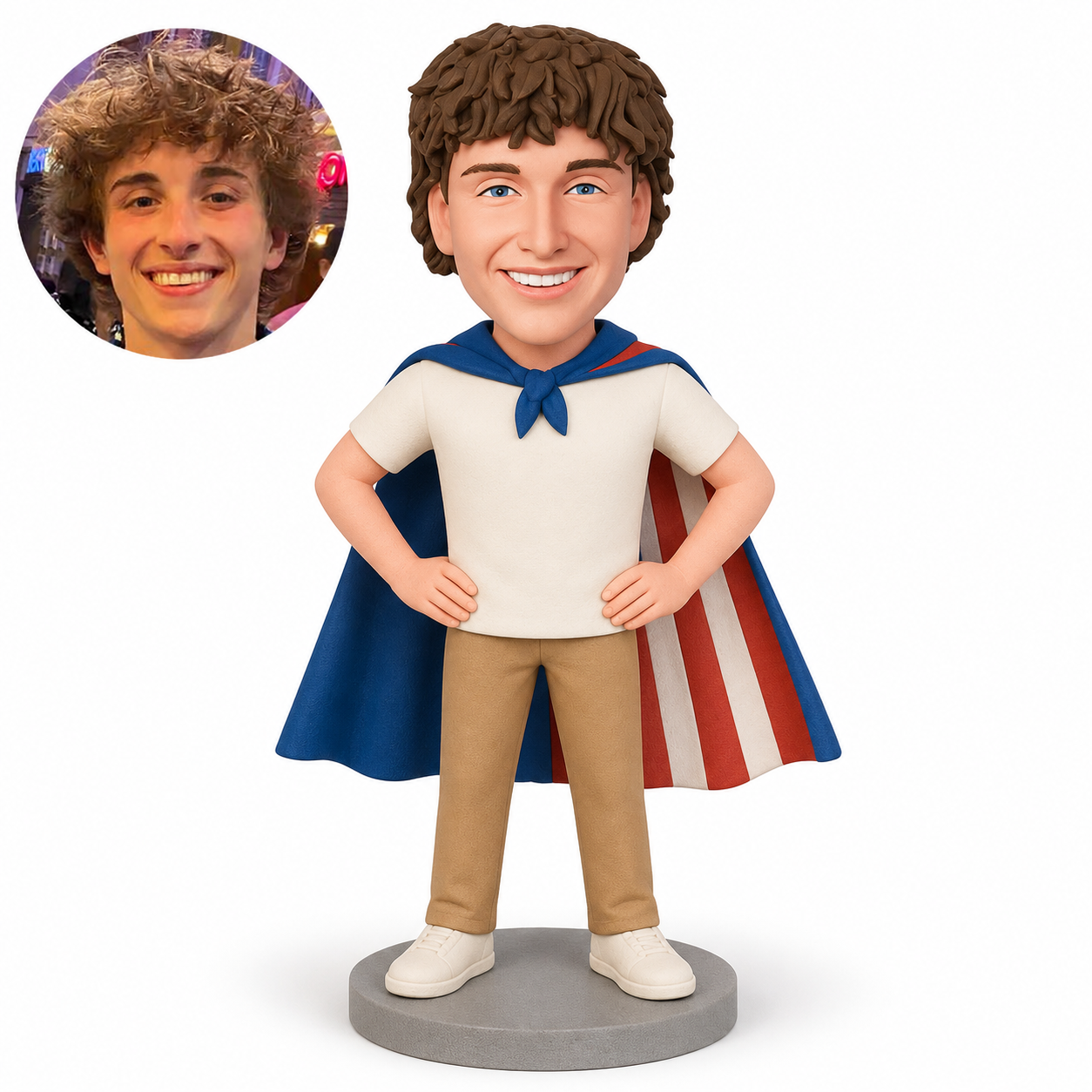 Custom polymer clay bobblehead figure MGA-AC1694 with matching portrait