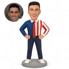 Custom polymer clay bobblehead figure MGA-AC1695 with matching portrait