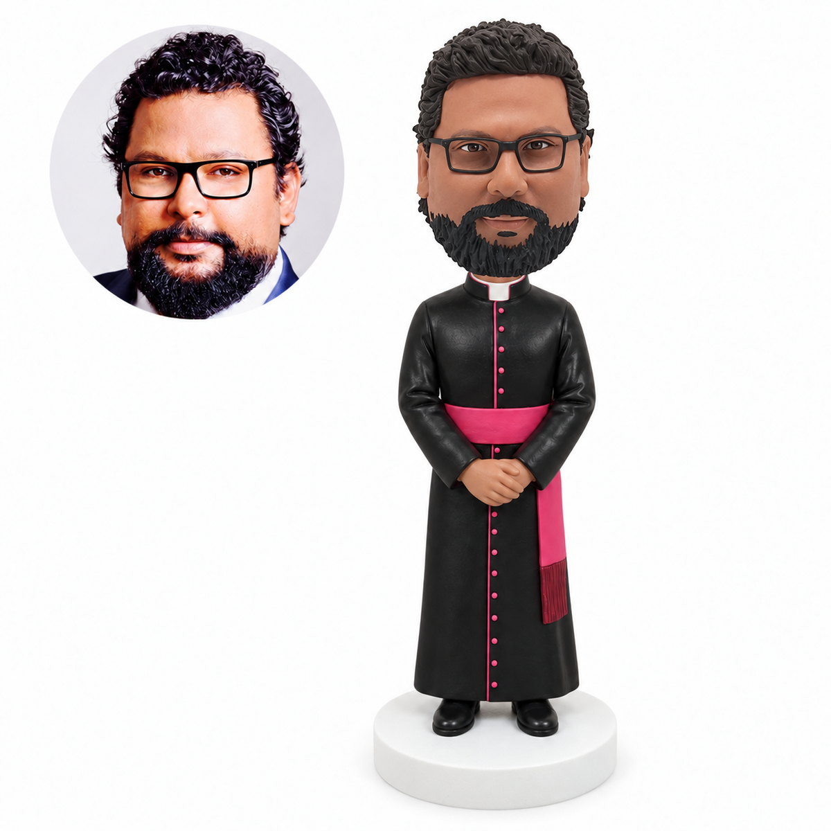custom bobblehead figure Catholic bishop in a cassock and sash