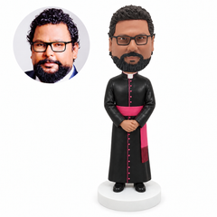 custom bobblehead figure Catholic bishop in a cassock and sash