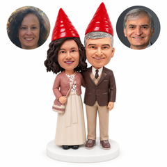 custom bobblehead figures garden gnome couple in formal outfits