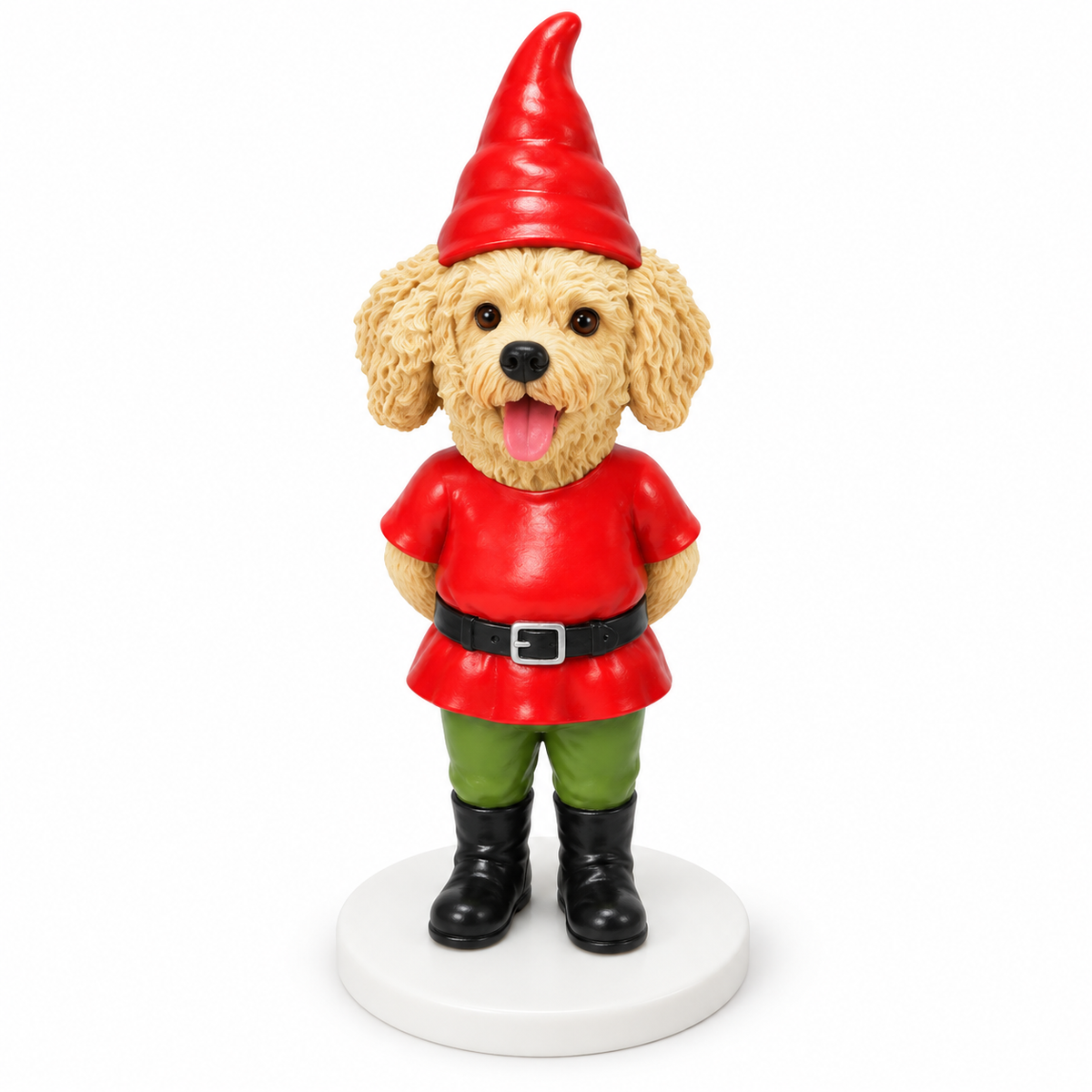 custom pet bobblehead figure garden gnome in a red tunic