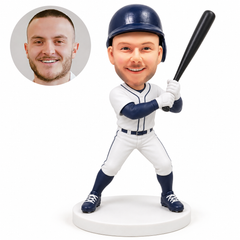 custom bobblehead figure male baseball batter in knee-length breeches holding a bat ready to swing