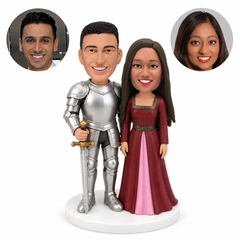 custom bobblehead figures medieval knight and lady standing together