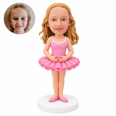 custom bobblehead figure girl in a ballet tutu standing with both hands in front