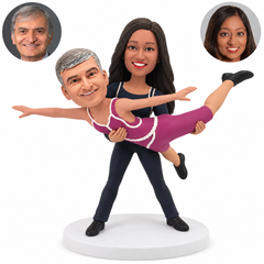 custom bobblehead figures female dancer lifting her male partner horizontally