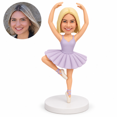 custom bobblehead figure female ballet dancer in a raised-arm passe pose