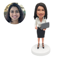 personalized female boss business woman colleagure thumb up with a laptop