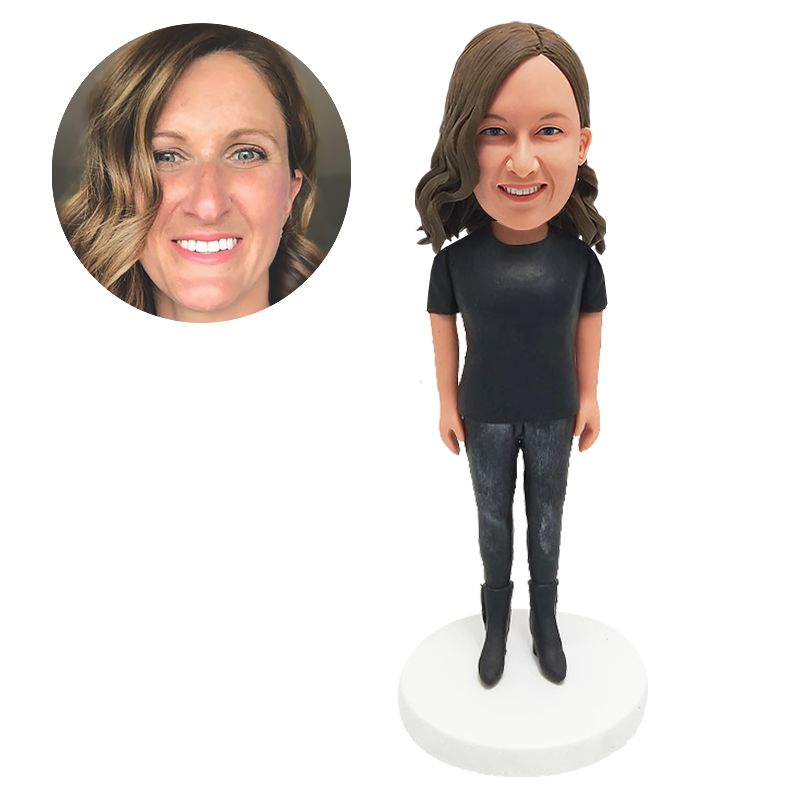 personalized bobble head figure business woman female colleague in casual clothes