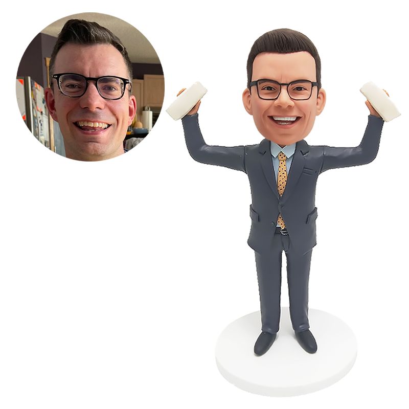 custom made bobble head male boss sales champion holding trophies