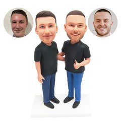 personalised bobble heads figures friends with one thumb up with arms around each other