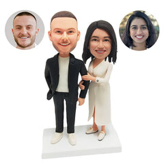 personalised bobbleheads lovers couple with arms acrossed